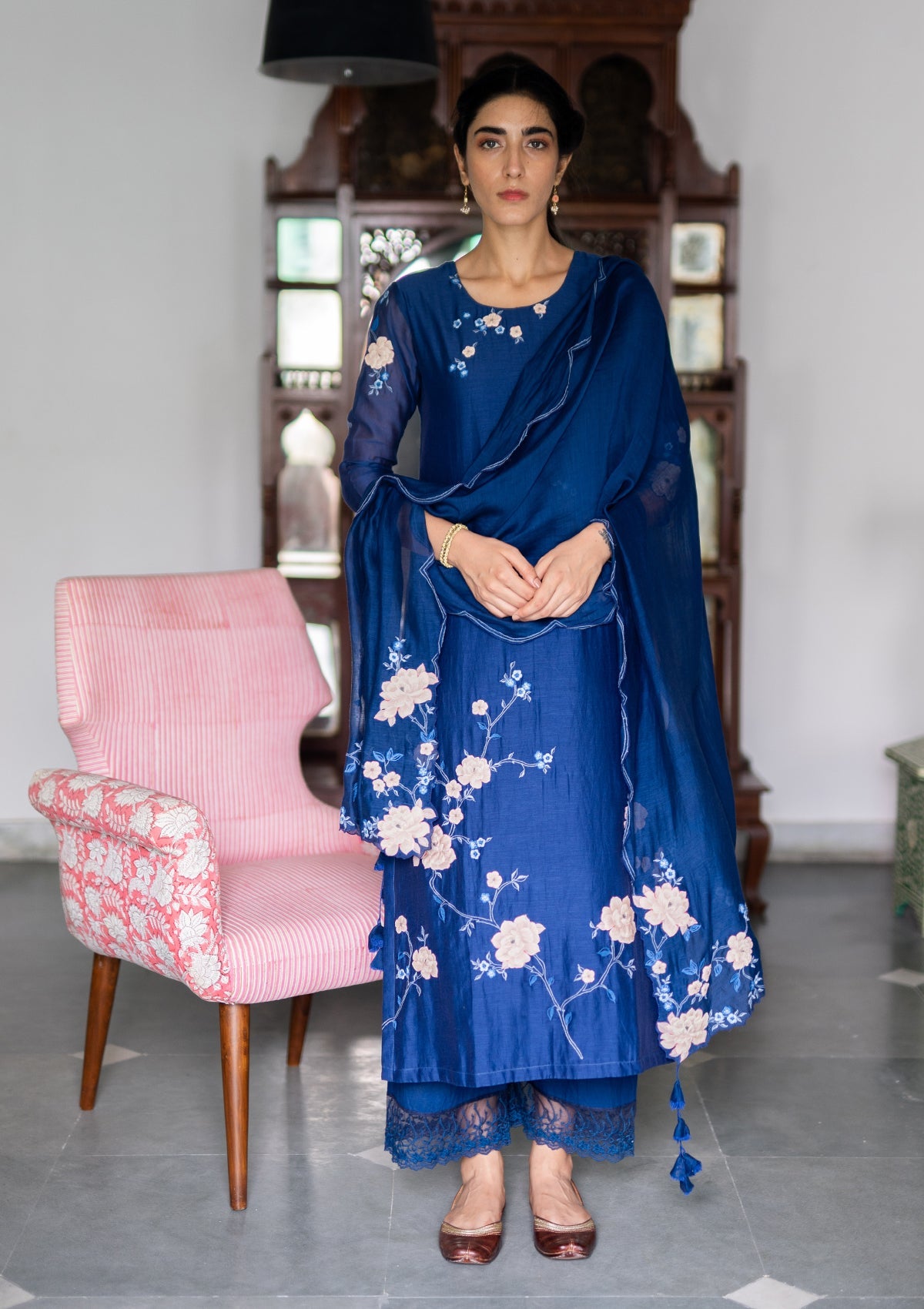 Sapphire Floral Applique Kurta Set